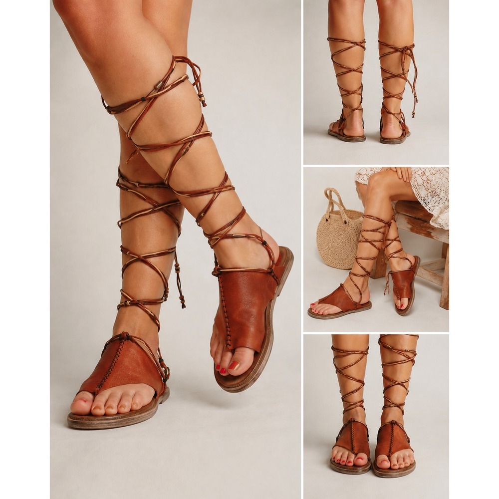 Free People Gladiator‎ Sandals Womens US 6 Brown Boho Festival Coastal Summer 36